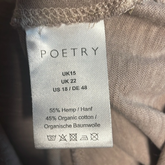 Poetry Tan Sleeveless Hemp/Organic Cotton Dress With Pockets Size 18 - Picture 6 of 6